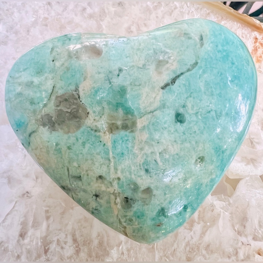 Extra Pretty Heart-Shaped Amazonite Stone, ~95 g